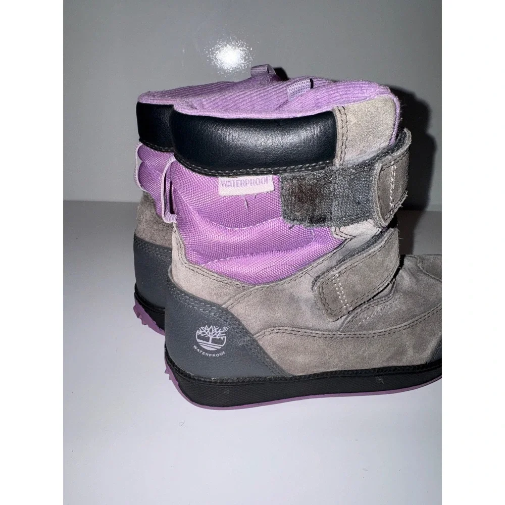 Timberland Girls Waterproof Snow Boots Grey Purple Thermolite 200g 5078R Sz 2.5